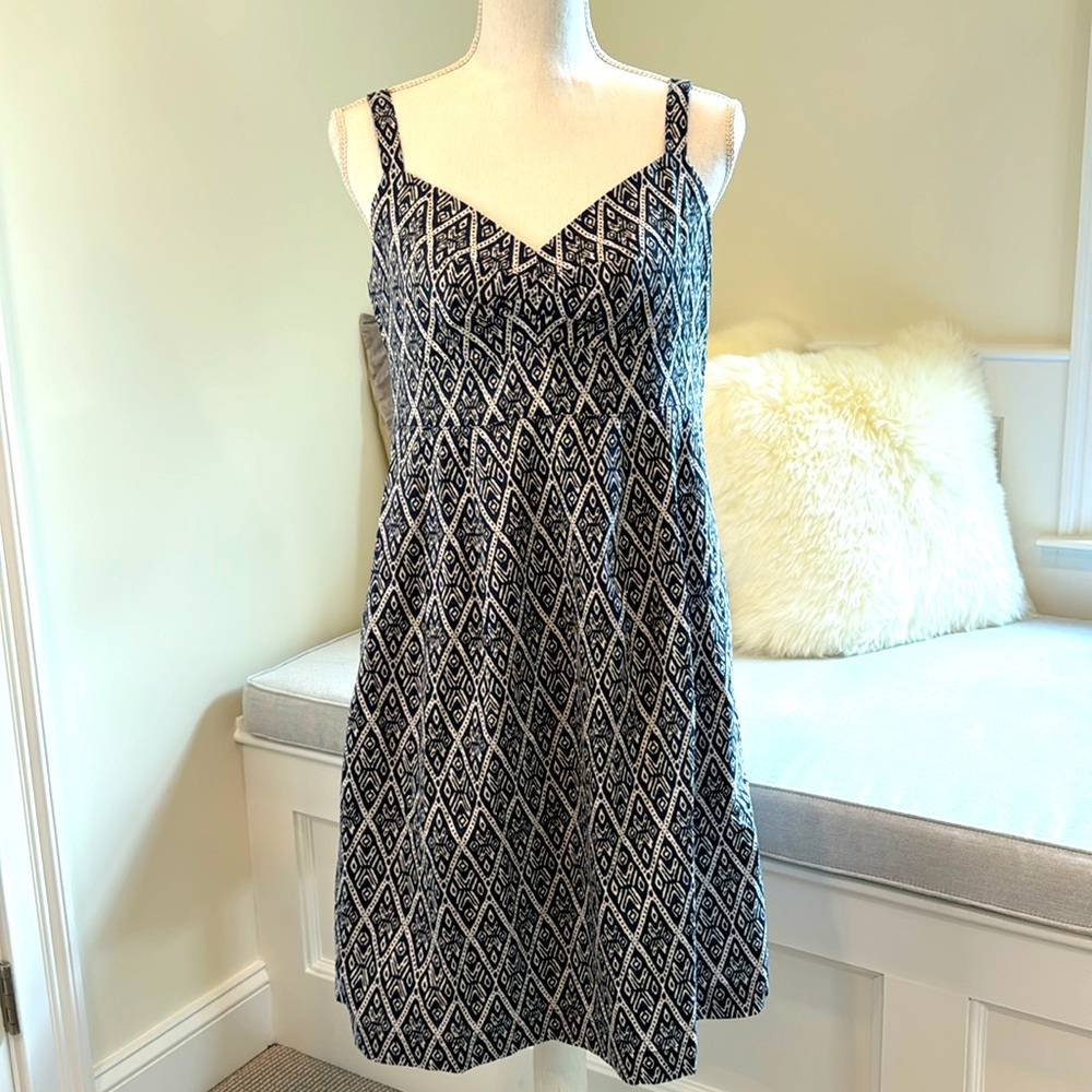 Cotton Sundress with pockets- Navy & Ivory
